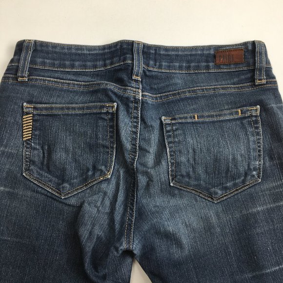 PAIGE Premium Denim Medium Wash PEG SKINNY 5 Pocket Logo Hardware Jeans - Picture 8 of 16